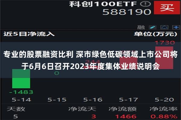 专业的股票融资比利 深市绿色低碳领域上市公司将于6月6日召开2023年度集体业绩说明会